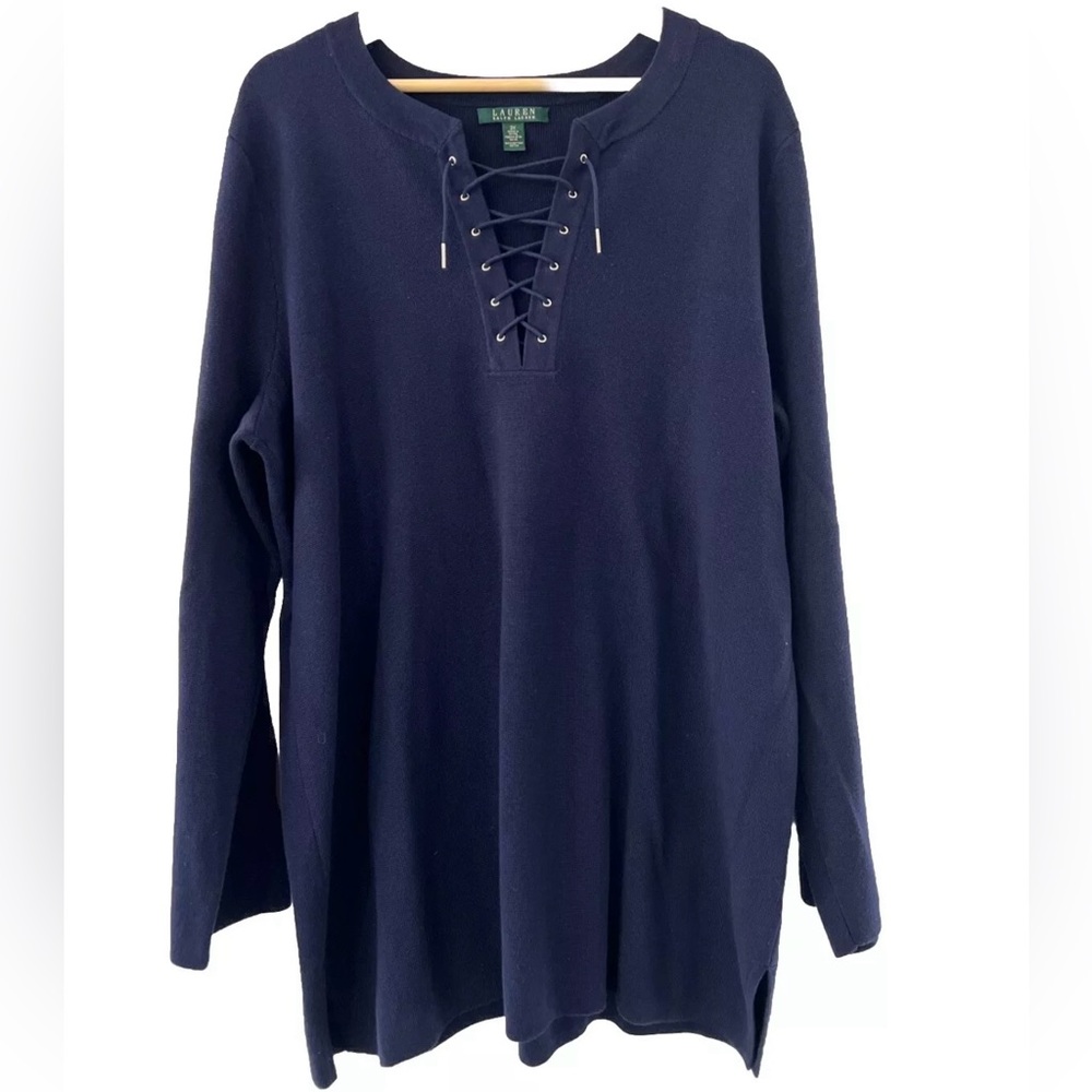 Lauren Ralph Lauren Navy Sweater 2X 100% Cotton